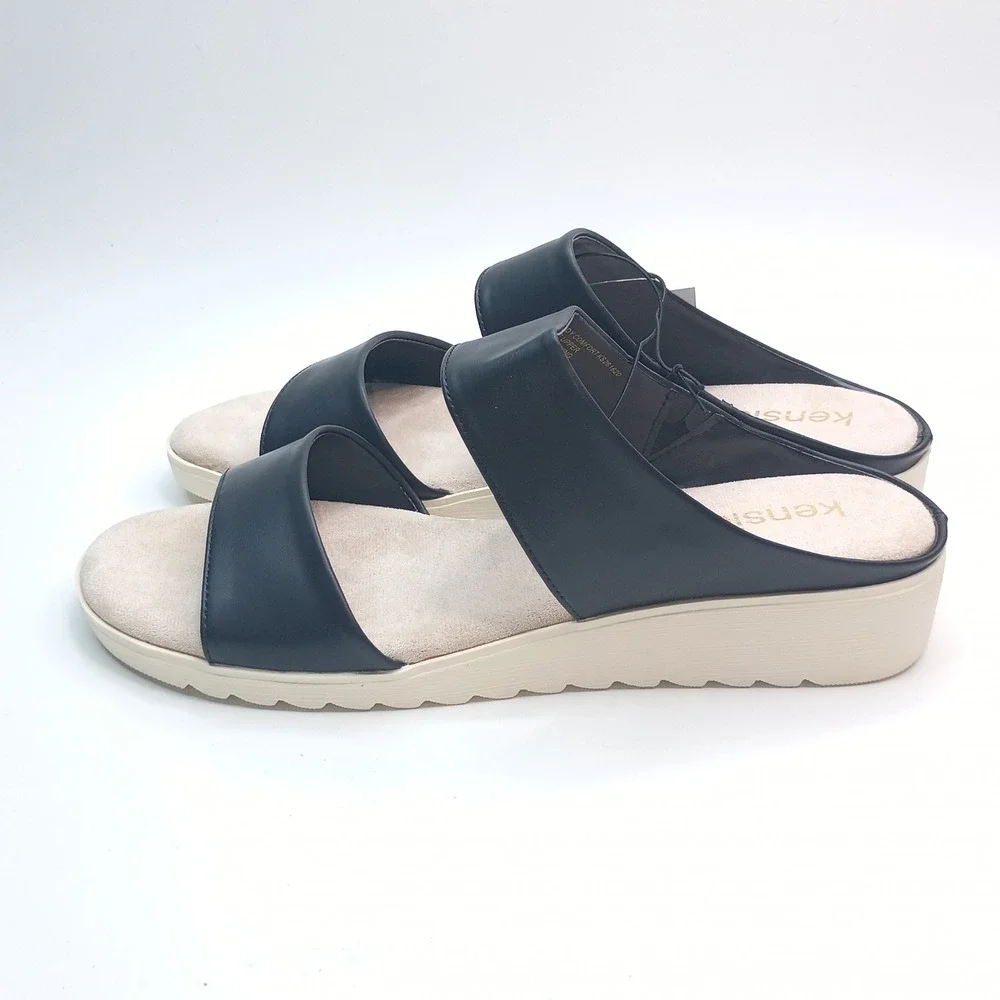 Kensie Endy Comfort Slide Women Size 10 Black Wedge Sandal KS261620